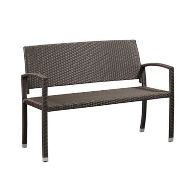 Patio Sense Miles Patio Bench, Mocha Wicker