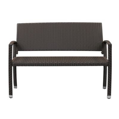 Image showing  Miles Patio Bench, Mocha Wicker