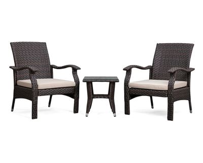 Patio Sense 3 pc. Miles Wicker Patio Conversation Set, Mocha Finish