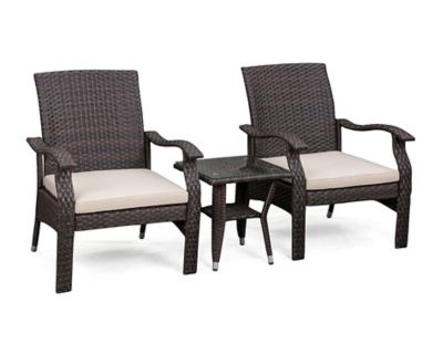 Image showing  3 pc. Miles Wicker Patio Conversation Set, Mocha Finish