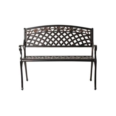 Patio Sense 40 in. Scarlet Aluminum Patio Bench, Antique Bronze