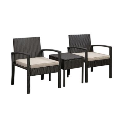 Image showing  3 pc. Wicker Bern Balcony Conversation Set, 23 in. x 23 in. x 28 in., Mocha Finish