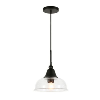Image showing  1-Light Magnolia Seeded Glass Pendant Light, Blackened Bronze