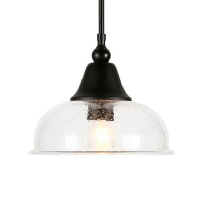 Image showing 7 th Hudson&Canal 1-Light Magnolia Seeded Glass Pendant Light, Blackened Bronze