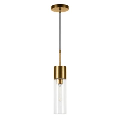 Hudson&Canal Lance Metal and Glass Pendant Light, 8 ft. Polyester Weave Cord