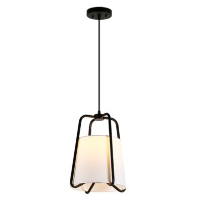 Image showing  1-Light Marduk Metal and Fabric Shade Pendant Light