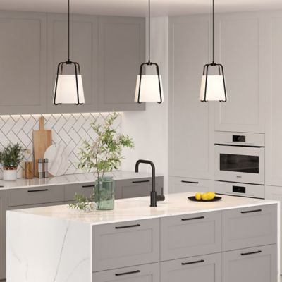 Image showing 8 th Hudson&Canal 1-Light Marduk Metal and Fabric Shade Pendant Light