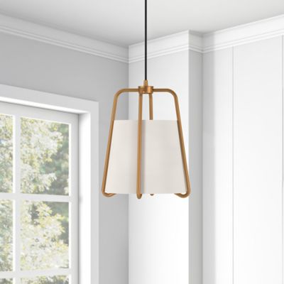 Image showing  1-Light Marduk Metal and Fabric Shade Pendant Light