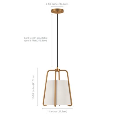 Image showing  1-Light Marduk Metal and Fabric Shade Pendant Light
