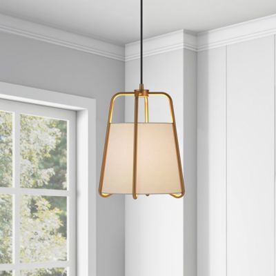 Image showing 5 th Hudson&Canal 1-Light Marduk Metal and Fabric Shade Pendant Light