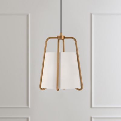 Image showing 6 th Hudson&Canal 1-Light Marduk Metal and Fabric Shade Pendant Light