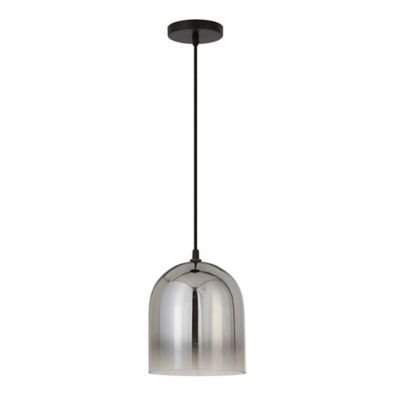 Hudson&Canal Marit Glass Pendant Light, 8 ft. Polyester Weave Cord, Smoked Nickel