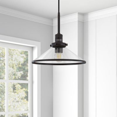 Image showing  1-Light Milo Glass Pendant Light, Blackened Bronze