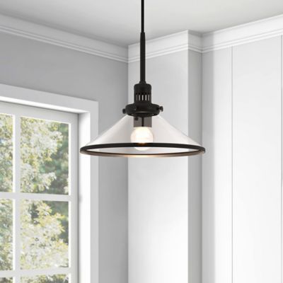 Image showing  1-Light Milo Glass Pendant Light, Blackened Bronze