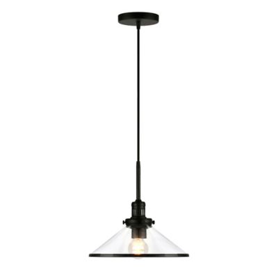 Image showing  1-Light Milo Glass Pendant Light, Blackened Bronze
