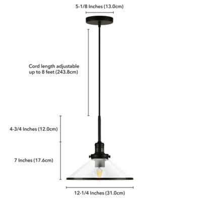 Image showing  1-Light Milo Glass Pendant Light, Blackened Bronze