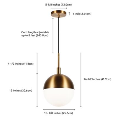Image showing  1-Light Orb Globe Frosted Glass Pendant Light, Brass