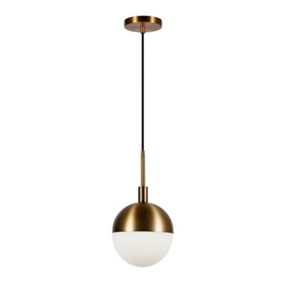 Hudson&Canal 1-Light Orb Globe Frosted Glass Pendant Light, Brass