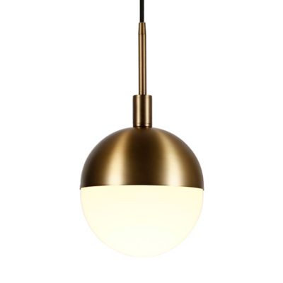 Image showing 7 th Hudson&Canal 1-Light Orb Globe Frosted Glass Pendant Light, Brass