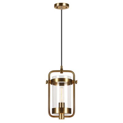 Hudson&Canal 1-Light Orion Industrial Metal and Glass Pendant Light