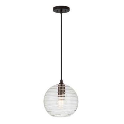 Hudson&Canal Wayve Textured Glass Pendant Light, 8 ft. Polyester Weave Cord