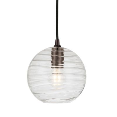 Image showing  1-Light Wayve Textured Glass Pendant Light