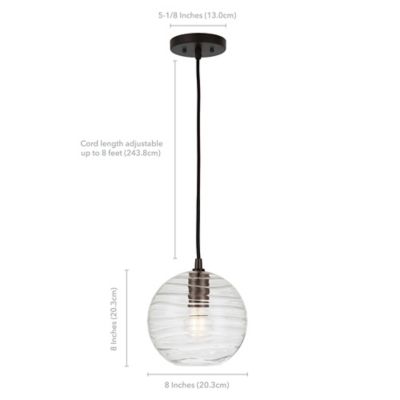 Image showing  1-Light Wayve Textured Glass Pendant Light