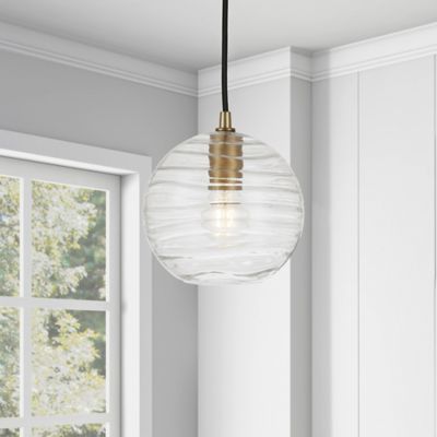 Image showing  1-Light Wayve Textured Glass Pendant Light