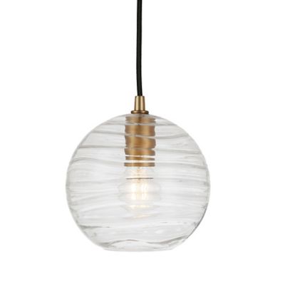 Image showing  1-Light Wayve Textured Glass Pendant Light