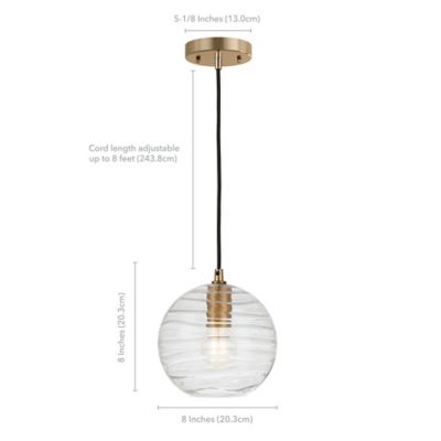 Image showing  1-Light Wayve Textured Glass Pendant Light