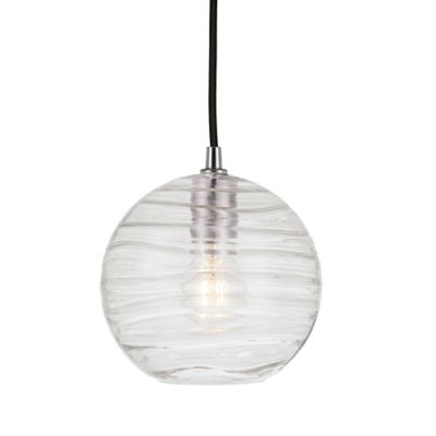 Image showing  1-Light Wayve Textured Glass Pendant Light
