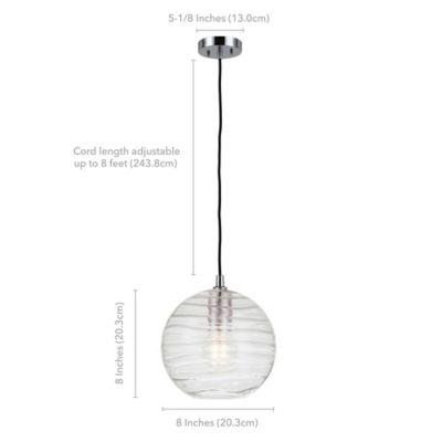 Image showing  1-Light Wayve Textured Glass Pendant Light