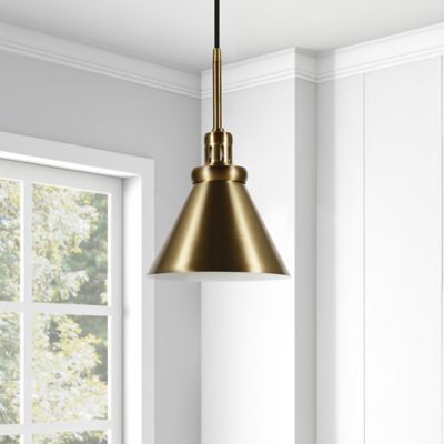 Image showing  1-Light Zeno Metal Pendant Hanging Light, Brass