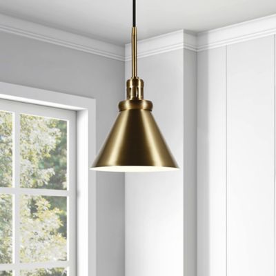 Image showing  1-Light Zeno Metal Pendant Hanging Light, Brass