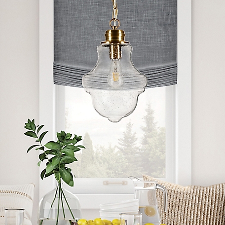 Hudson&Canal Annie Glass Pendant Hanging Light, 8 ft. Cord
