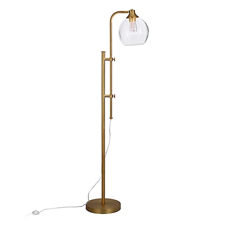 Hudson&Canal Antho Height-Adjustable Brass Floor Lamp, 8 ft. Cord
