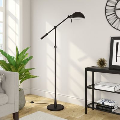 Hudson&Canal Dexter Tilting Brushed Bronze Floor Lamp, 8 ft. Cord