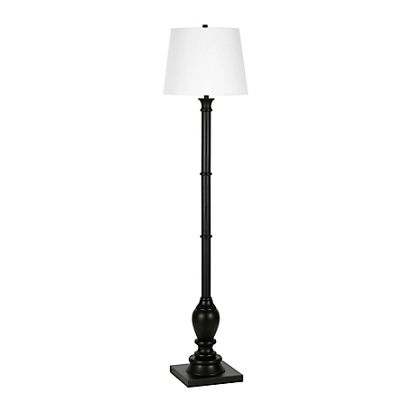 Hudson&Canal Minnie Farmhouse Blackened Bronze Floor Lamp with Empire Shade, 8 ft. Cord