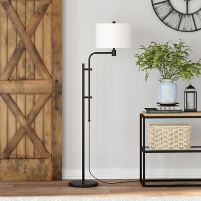 Hudson&Canal 71.5 in. Polly Height-Adjustable Blackened Bronze Floor Lamp, 8 ft. Cord