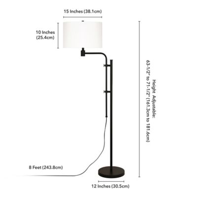 Image showing  71.5 in. Polly Height-Adjustable Blackened Bronze Floor Lamp, 8 ft. Cord