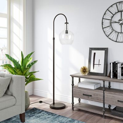 Hudson&Canal Verona Arc Blackened Bronze Floor Lamp, 8 ft. Cord