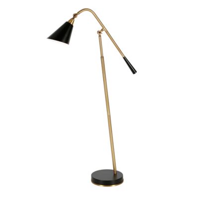Hudson&Canal Vidal Two Tone Brass and Matte Black Finish Floor Lamp, 8 ft. Cord