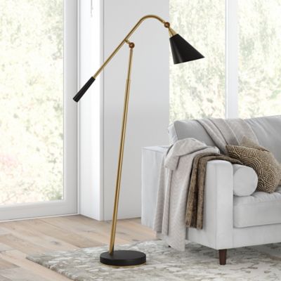 Image showing  Vidal Two Tone Brass and Matte Black Finish Floor Lamp, 8 ft. Cord