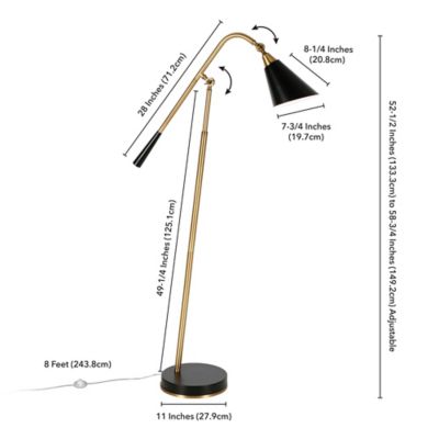 Image showing  Vidal Two Tone Brass and Matte Black Finish Floor Lamp, 8 ft. Cord