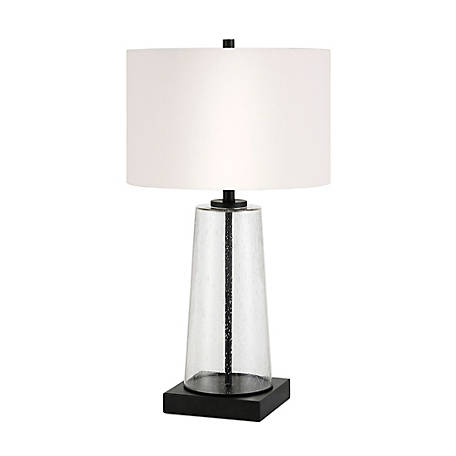 Hudson C Dax Tapered Seeded Glass, Tapered Metal And Glass Jug Table Lamp