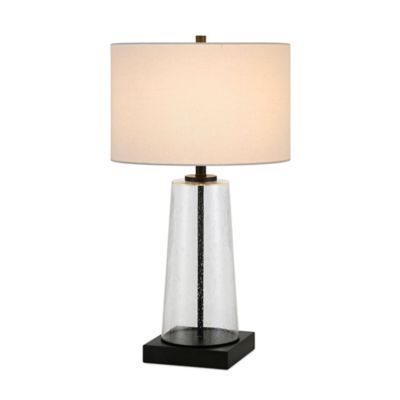 Hudson C Dax Tapered Seeded Glass, Tapered Metal And Glass Jug Table Lamp