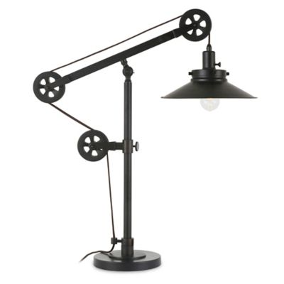 Hudson&Canal DesCartes Wide Brim Table Lamp with Pulley System, 6 ft. Cord