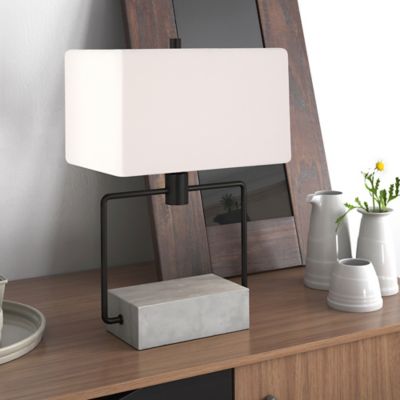 Hudson&Canal Holden Table Lamp, Blackened Bronze, Concrete Base