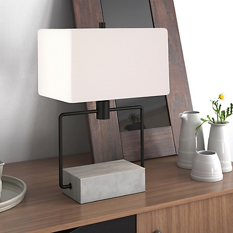 Hudson&Canal Holden Table Lamp, Blackened Bronze, Concrete Base