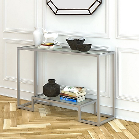 Hudson&Canal Athena Console Table in Satin Nickel